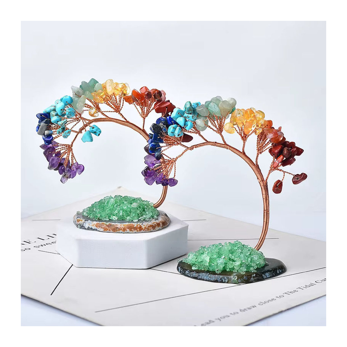 RYCRYSTAL Kristallbaum aus Achat in mehrfarbiger Naturaloptik als dekoratives Reiki Healing Ornament im Bohemian Stil - Bild 3