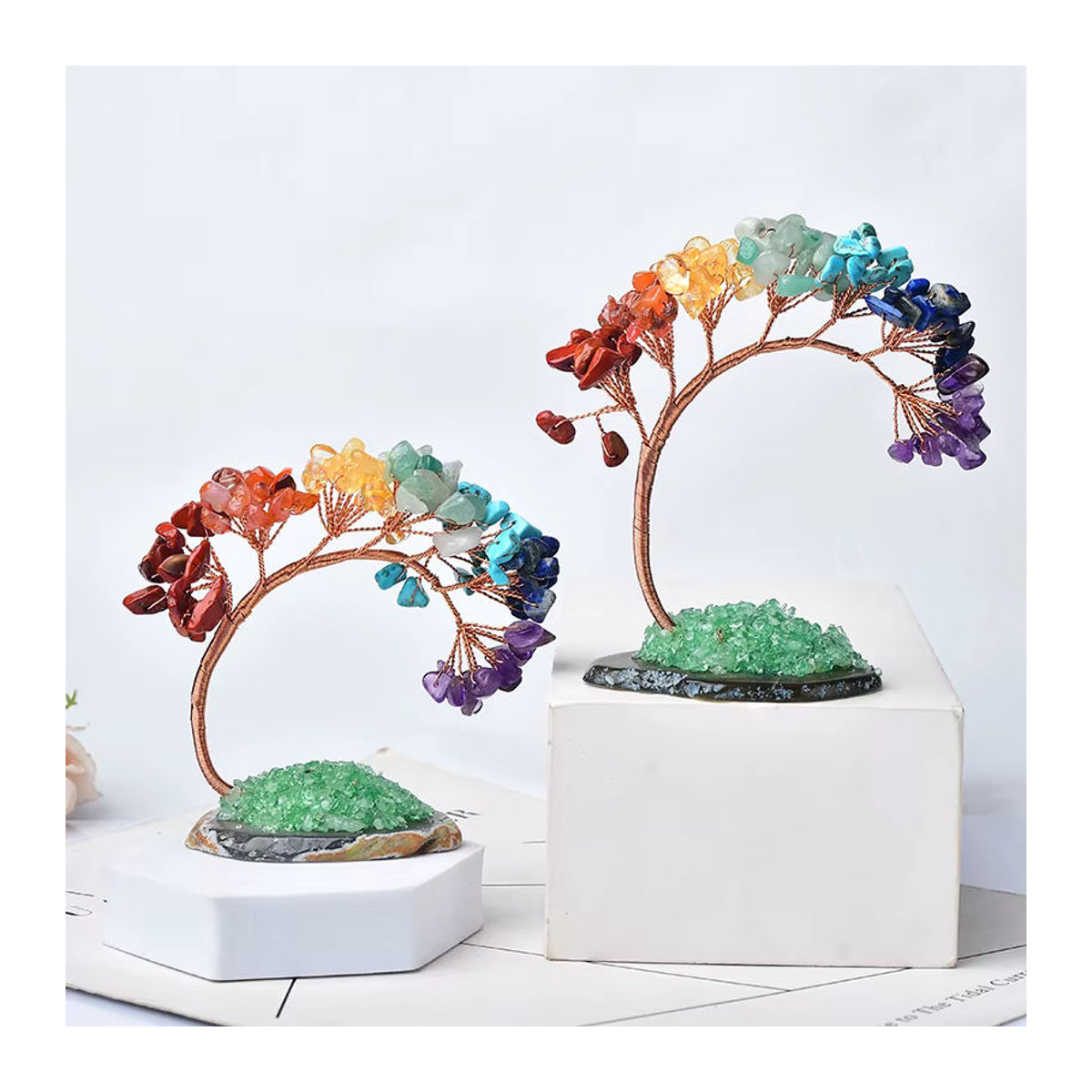 RYCRYSTAL Kristallbaum aus Achat in mehrfarbiger Naturaloptik als dekoratives Reiki Healing Ornament im Bohemian Stil - Bild 4