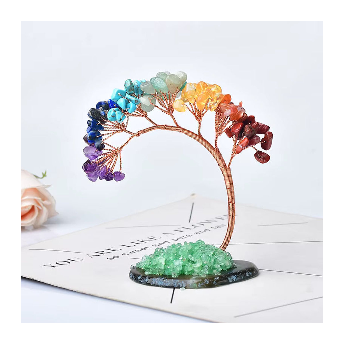 RYCRYSTAL Kristallbaum aus Achat in mehrfarbiger Naturaloptik als dekoratives Reiki Healing Ornament im Bohemian Stil - Bild 5