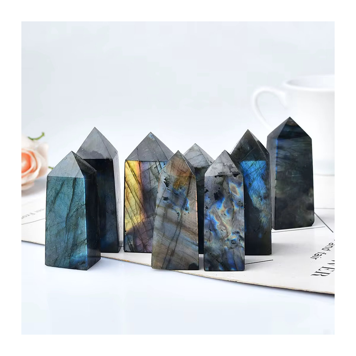RYCRYSTAL Labradorit Kristallpunkt aus Naturstein in Mehrfarbig als geometrisches Ornament für deine Wohnkultur - Bild 3