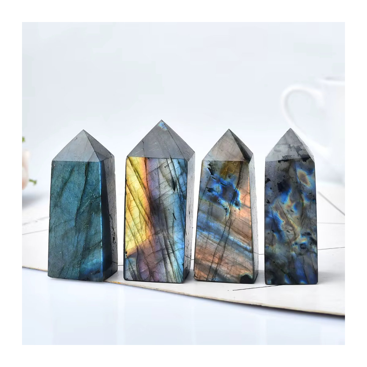RYCRYSTAL Labradorit Kristallpunkt aus Naturstein in Mehrfarbig als geometrisches Ornament für deine Wohnkultur - Bild 4