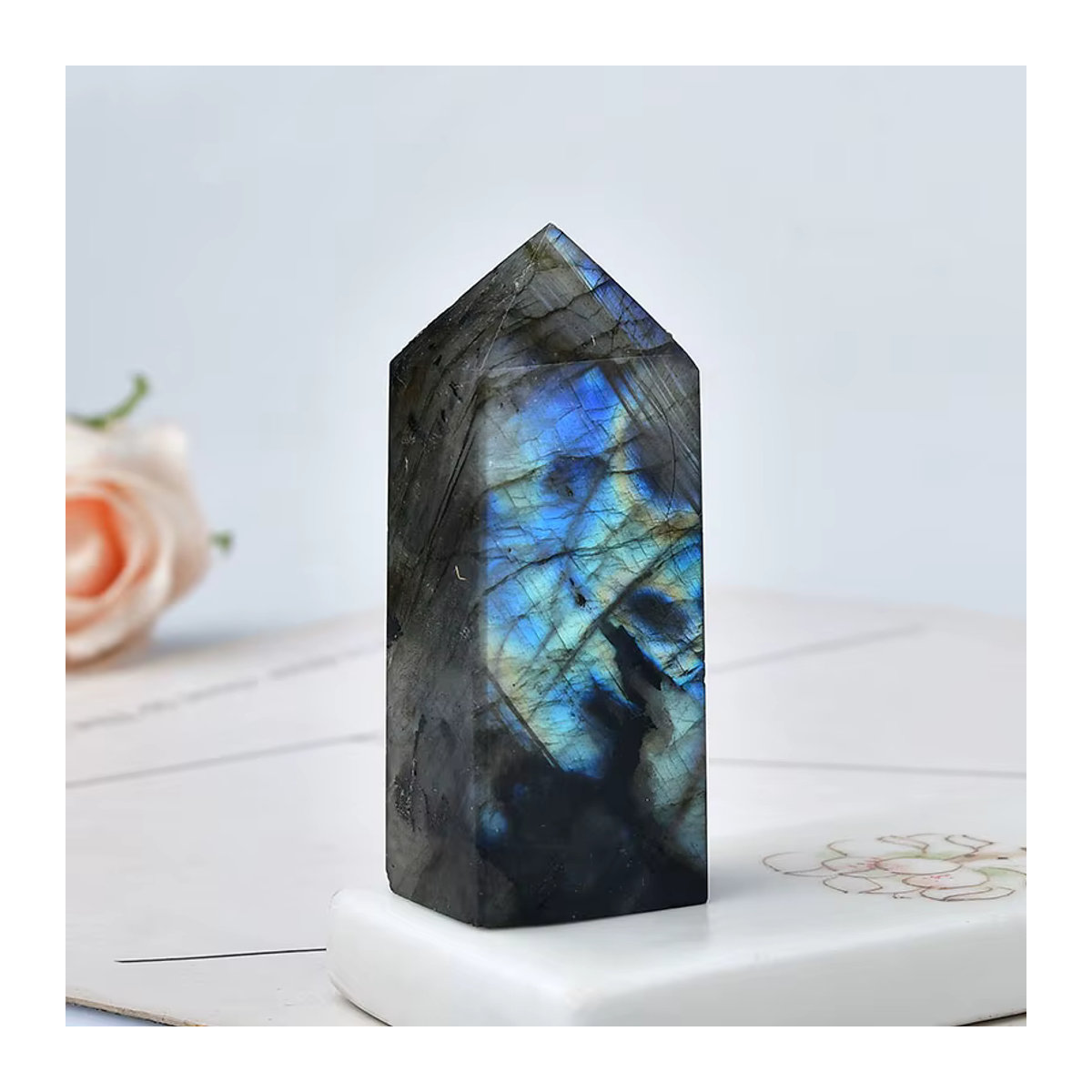 RYCRYSTAL Labradorit Kristallpunkt aus Naturstein in Mehrfarbig als geometrisches Ornament für deine Wohnkultur - Bild 5