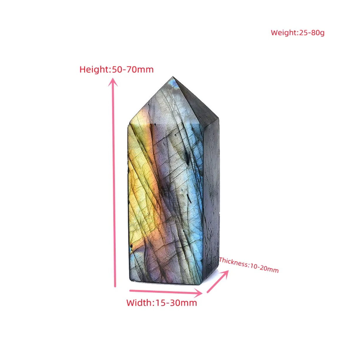 RYCRYSTAL Labradorit Kristallpunkt aus Naturstein in Mehrfarbig als geometrisches Ornament für deine Wohnkultur - Bild 6