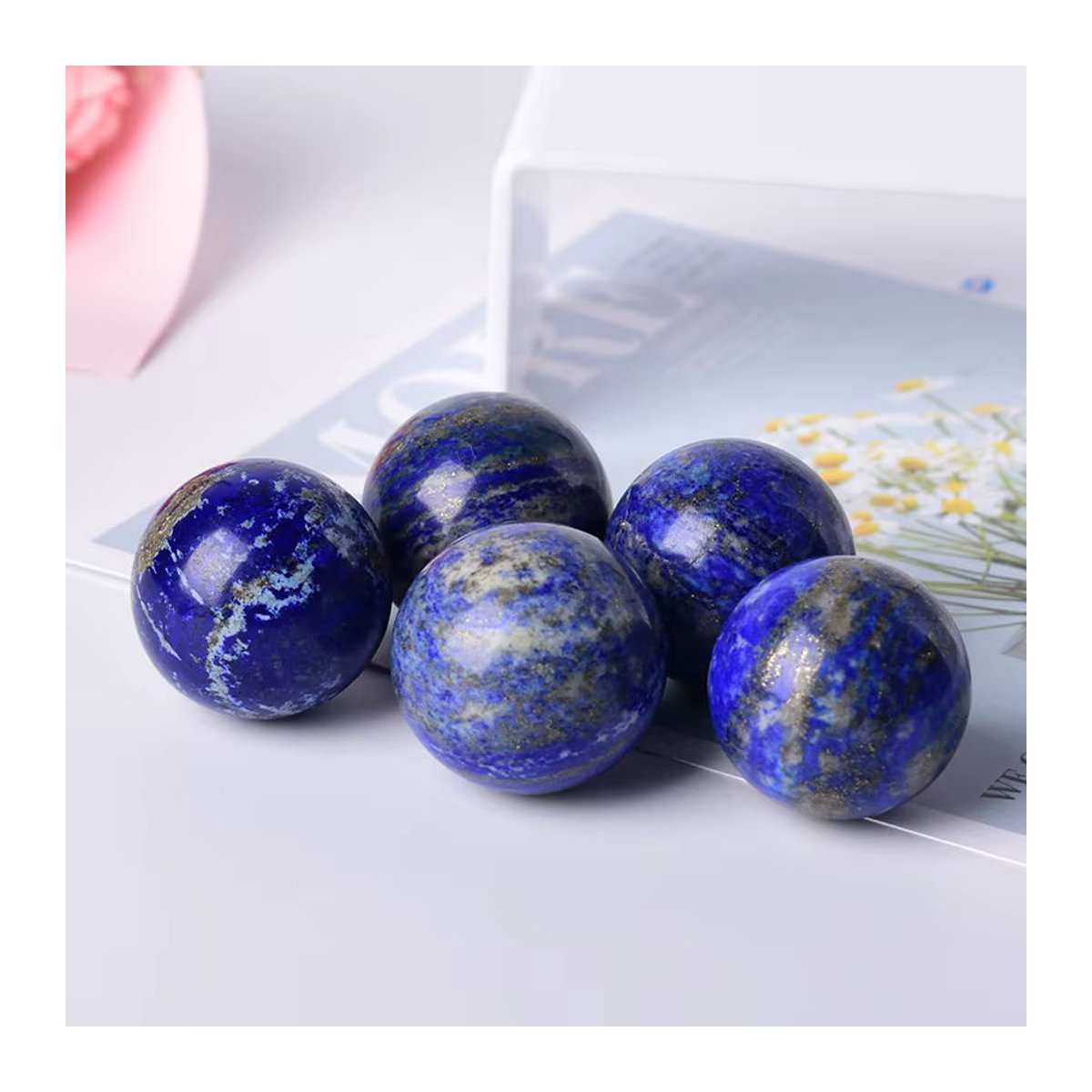 RYCRYSTAL Lapislazuli Kugel Blau, Natürlicher Edelstein für Meditation und Dekoration, Durchmesser: 3 cm - Bild 5