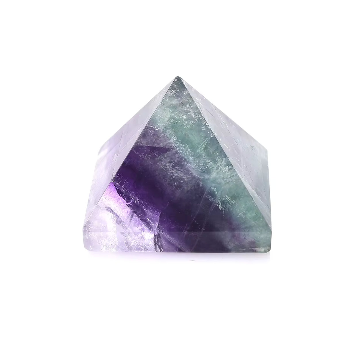 RYCRYSTAL Natürliche Fluorit Pyramide aus Quarz als mehrfarbiger Heilstein für Reiki und Meditation - Bild 1
