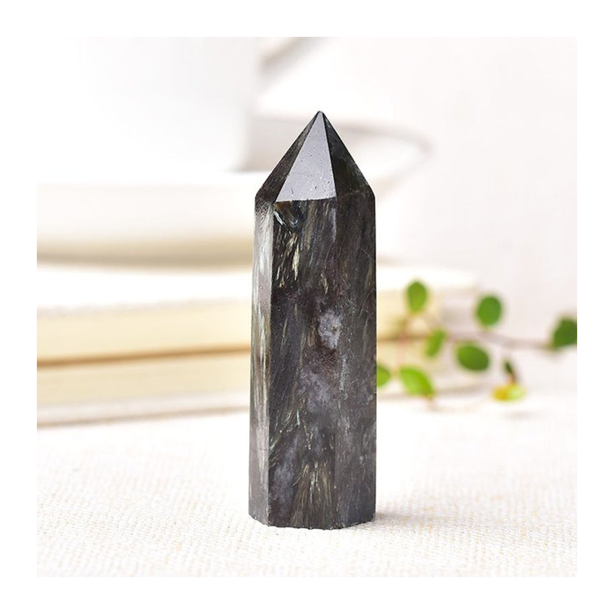 RYCRYSTAL Natürlicher Kristall Turm aus schwarzem Quarz als dekoratives Ornament für Reiki und Wohnkultur - Bild 1