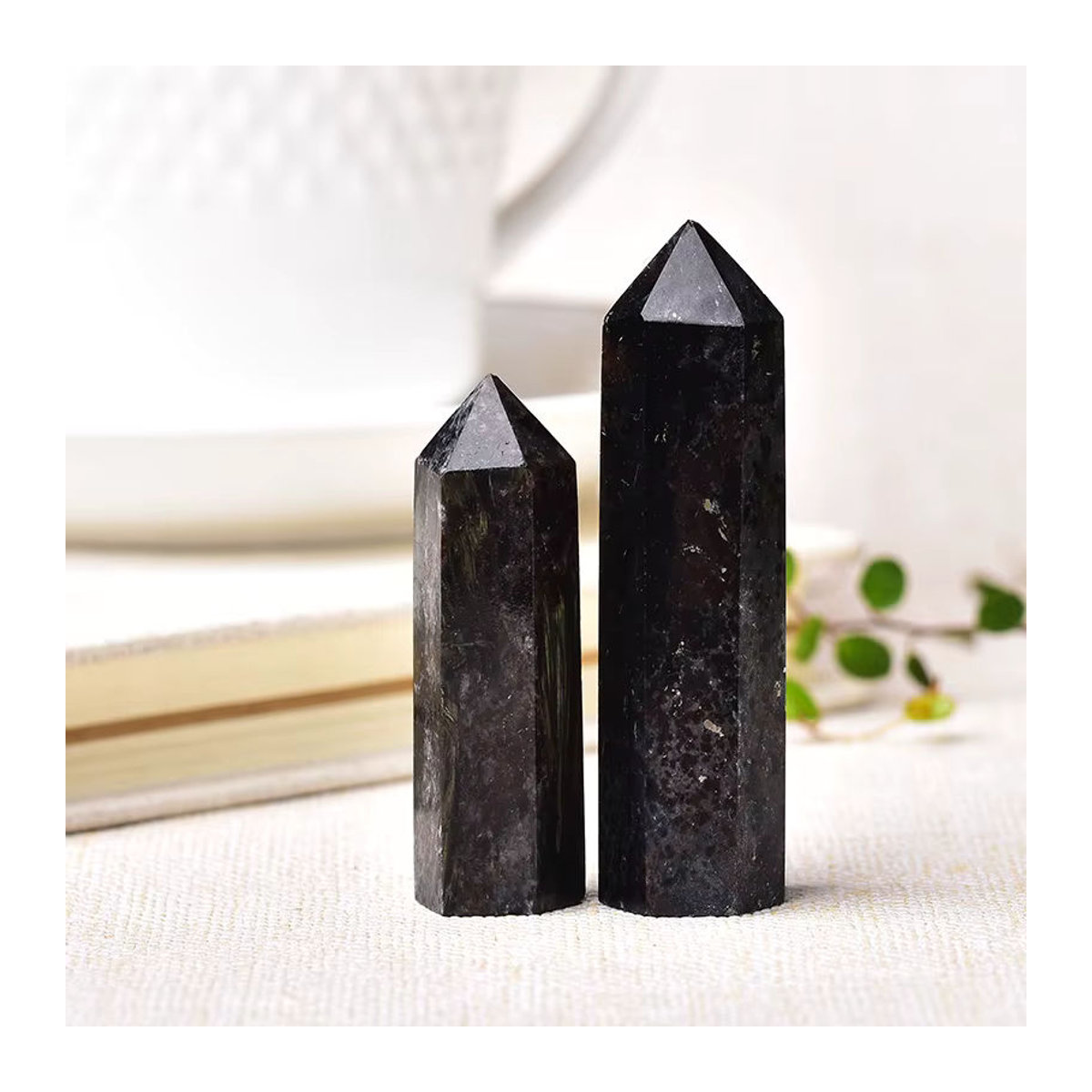 RYCRYSTAL Natürlicher Kristall Turm aus schwarzem Quarz als dekoratives Ornament für Reiki und Wohnkultur - Bild 3