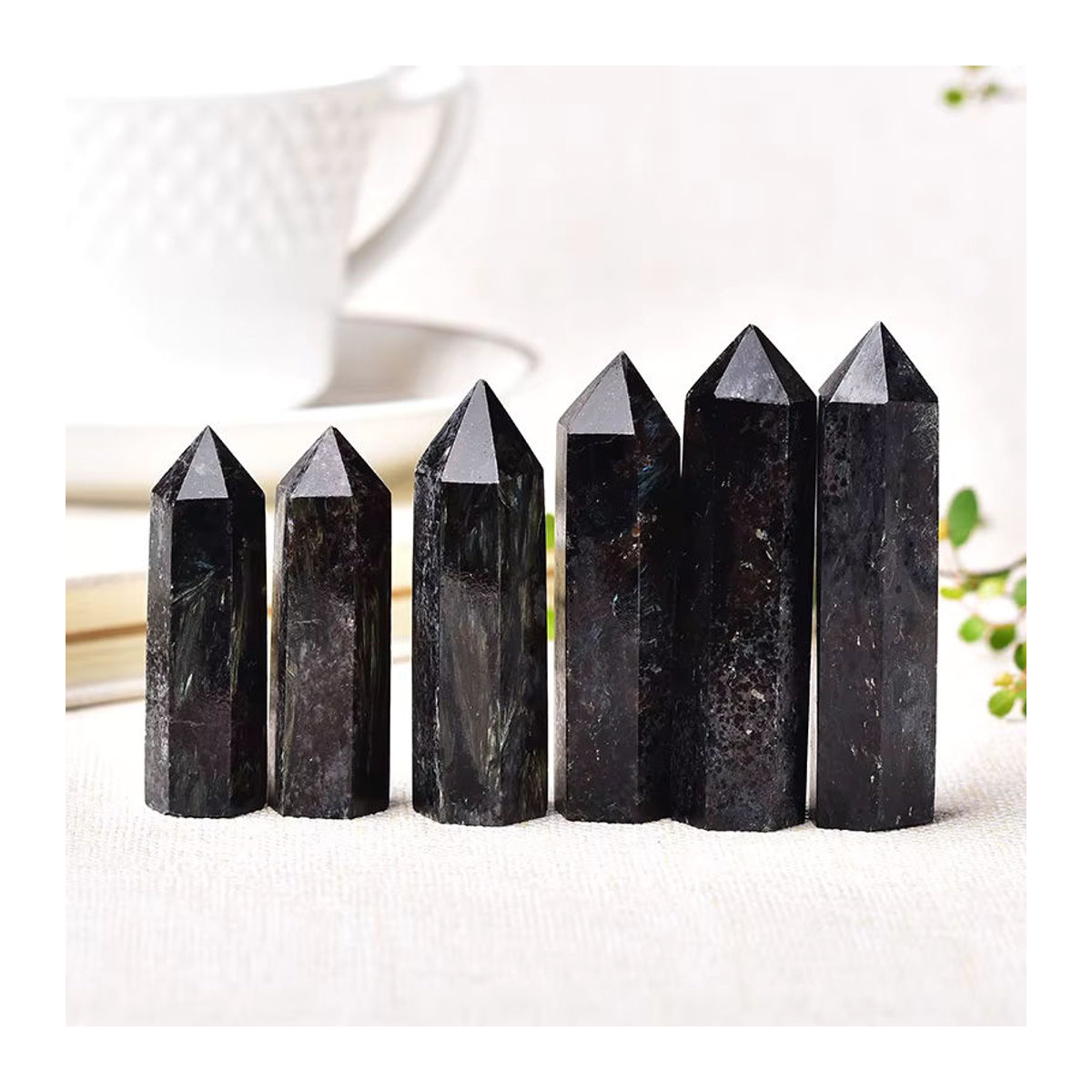 RYCRYSTAL Natürlicher Kristall Turm aus schwarzem Quarz als dekoratives Ornament für Reiki und Wohnkultur - Bild 4