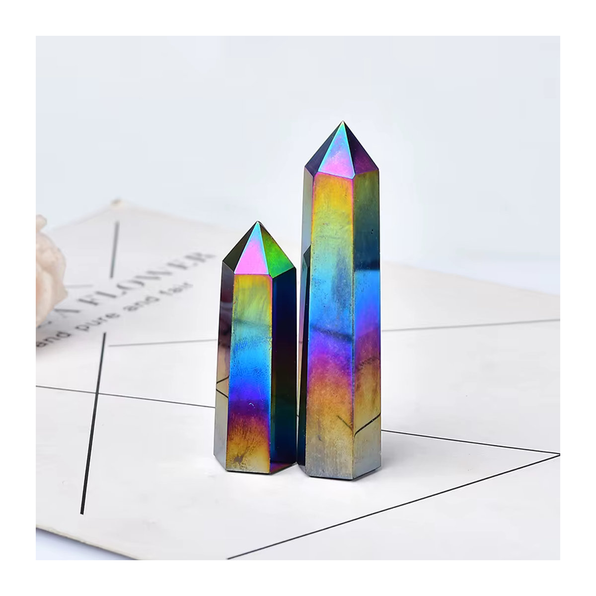 RYCRYSTAL Obsidian Kristall Obelisk als Heilstein und Dekoration in Weiß, Schwarz und Mehrfarbig, Höhe: 12 cm - Bild 3