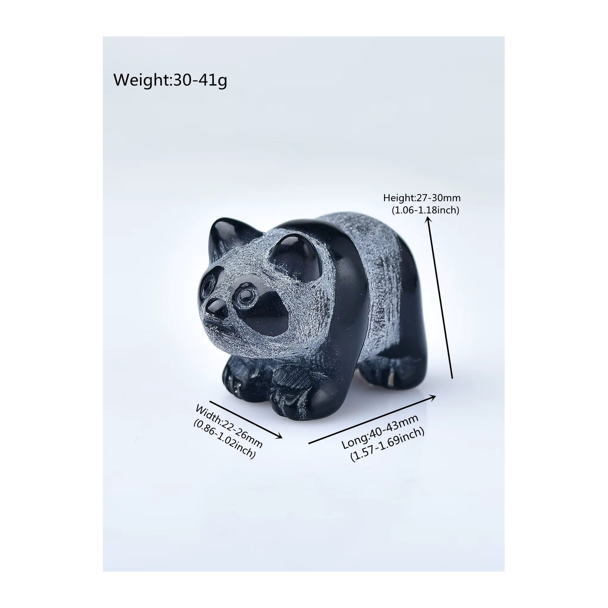 RYCRYSTAL Obsidian Panda Figur aus Naturkristall in Schwarz und Weiß als dekoratives Tier-Ornament - Bild 2