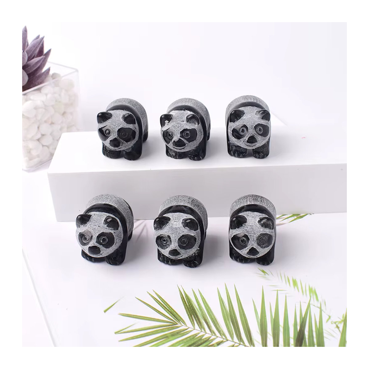 RYCRYSTAL Obsidian Panda Figur aus Naturkristall in Schwarz und Weiß als dekoratives Tier-Ornament - Bild 5
