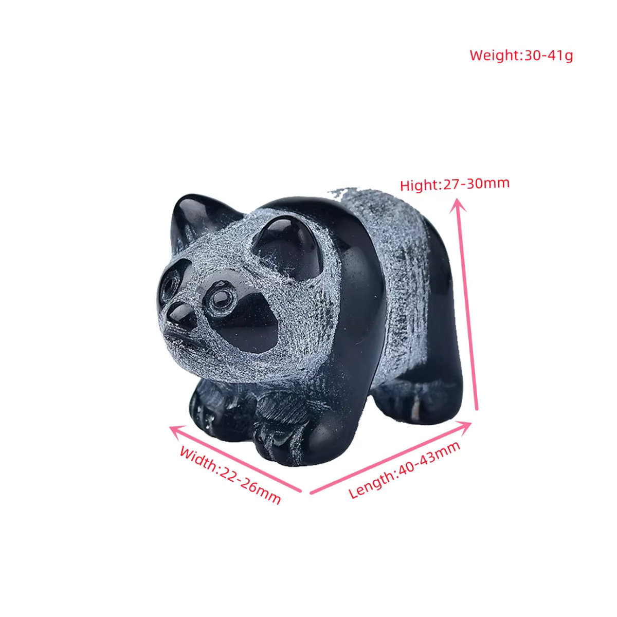 RYCRYSTAL Panda Figur aus schwarzem Obsidian Stein als Dekoration - Bild 6