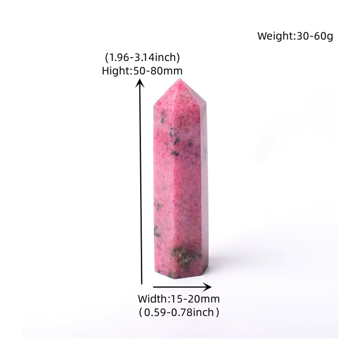 RYCRYSTAL Rhodochrosit Kristallpunkt in Rosa als sechseckiger Obelisk für Meditation und Reiki - Bild 6