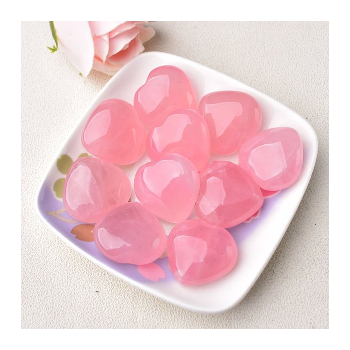 RYCRYSTAL Rosenquarz Herz aus natürlichem Kristall in Rosa für Schmuck und Dekoration - Bild 1