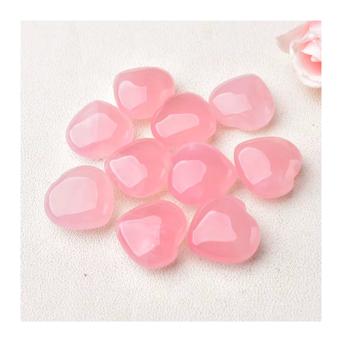 RYCRYSTAL Rosenquarz Herz aus natürlichem Kristall in Rosa für Schmuck und Dekoration - Bild 2