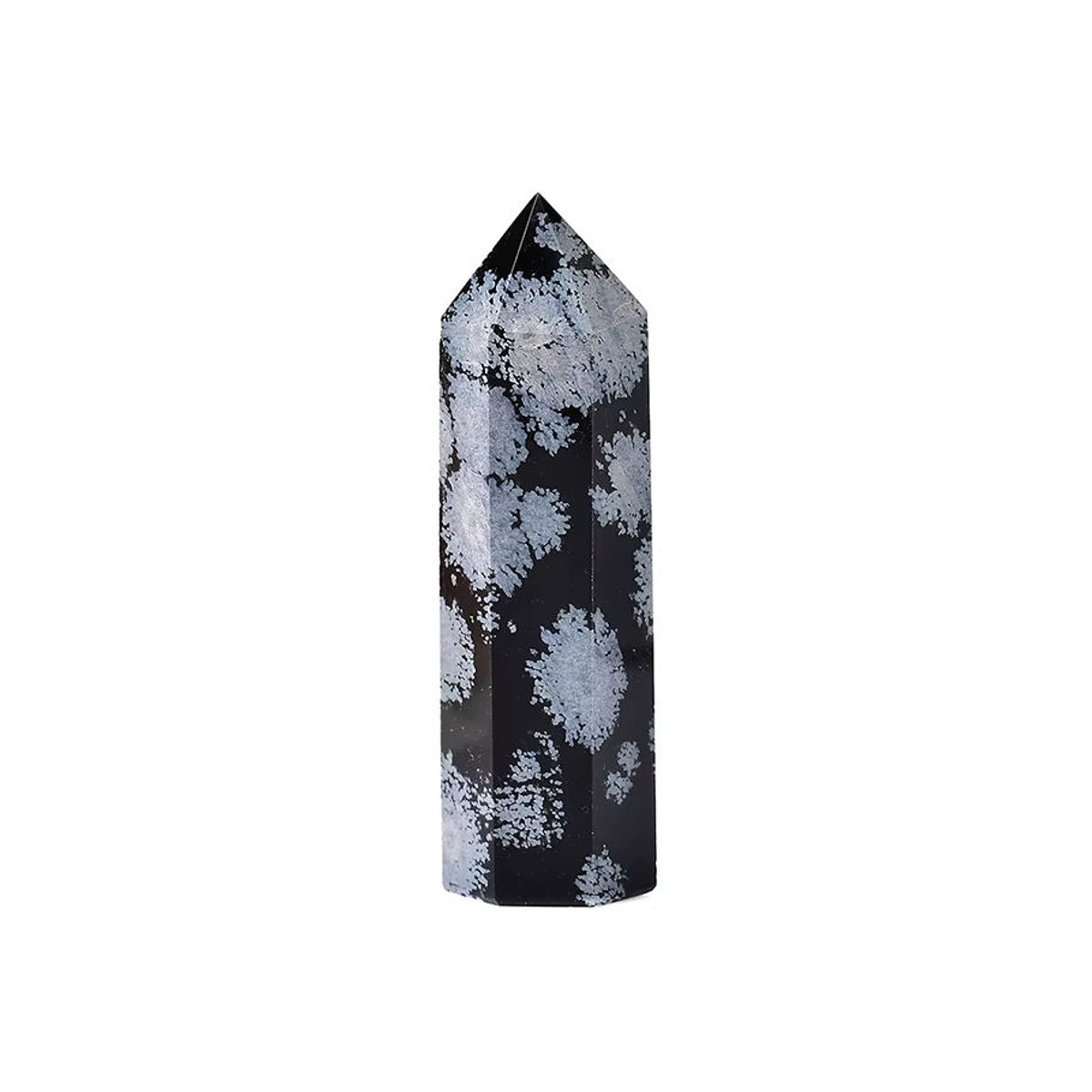 RYCRYSTAL Schneeflocken Obsidian Quarz Kristall Punkt als Heilstein und Dekoration, Schwarz, B/T/H: 5,5 x 5,5 x 3 cm - Bild 6