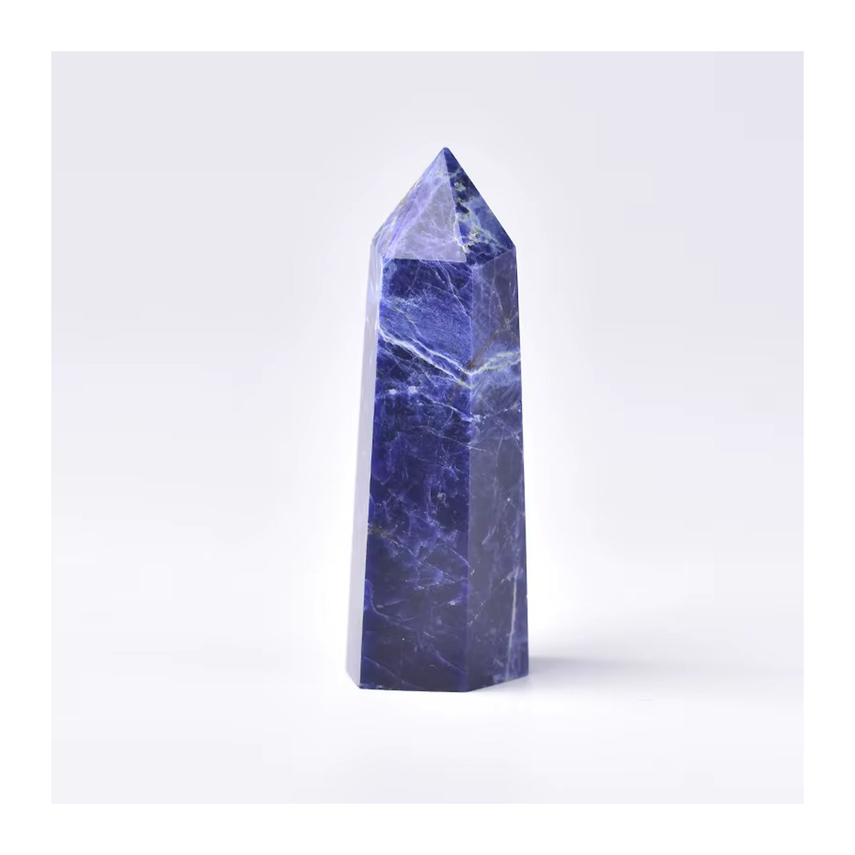 RYCRYSTAL Sodalith Kristall Obelisk Blau Naturstein Heilungspfeiler für Reiki und Wohnkultur - Bild 6