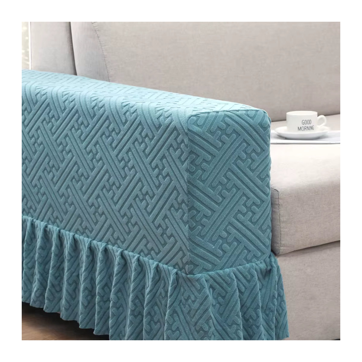 S-EMIGA Jacquard Armlehnen-Schonbezug für Sessel in Blau - Bild 3