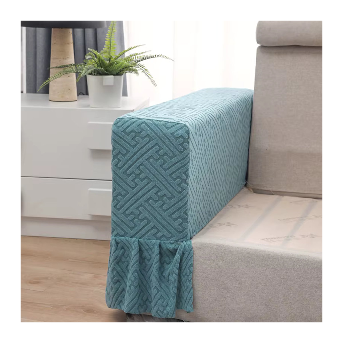 S-EMIGA Jacquard Armlehnen-Schonbezug für Sessel in Blau - Bild 5