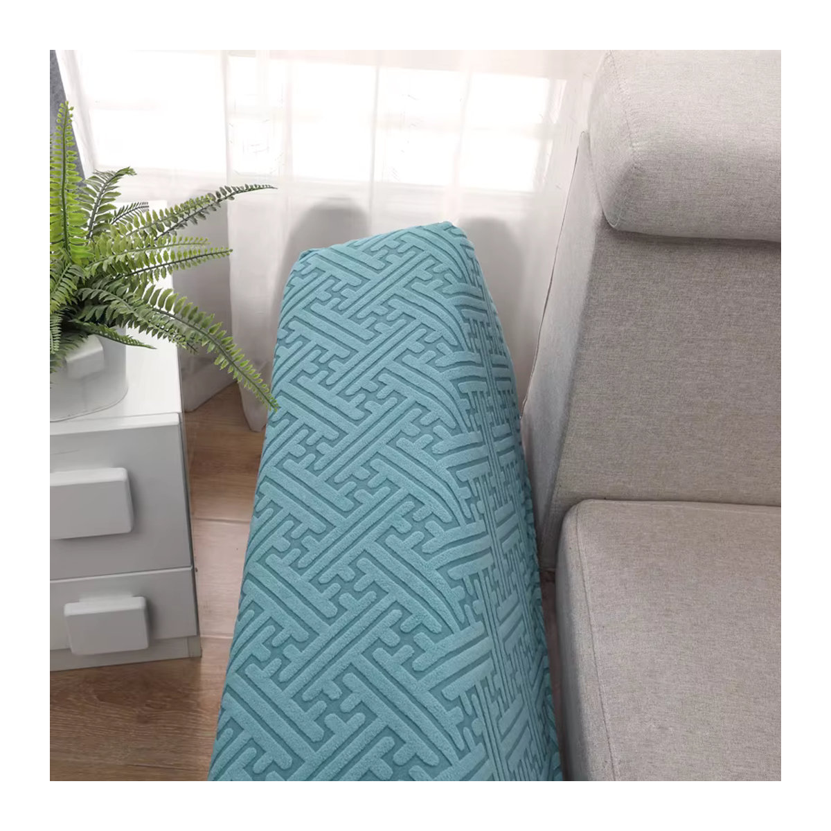 S-EMIGA Jacquard Armlehnen-Schonbezug für Sessel in Blau - Bild 6