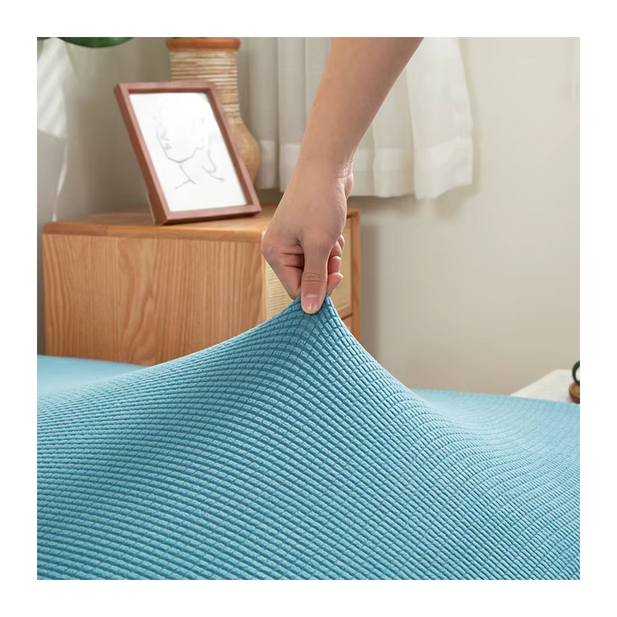 S-EMIGA Jacquard Sofa Überzug aus elastischem Spandex für Klappsofa und Schlafsofa in Grün oder Blau - Bild 3
