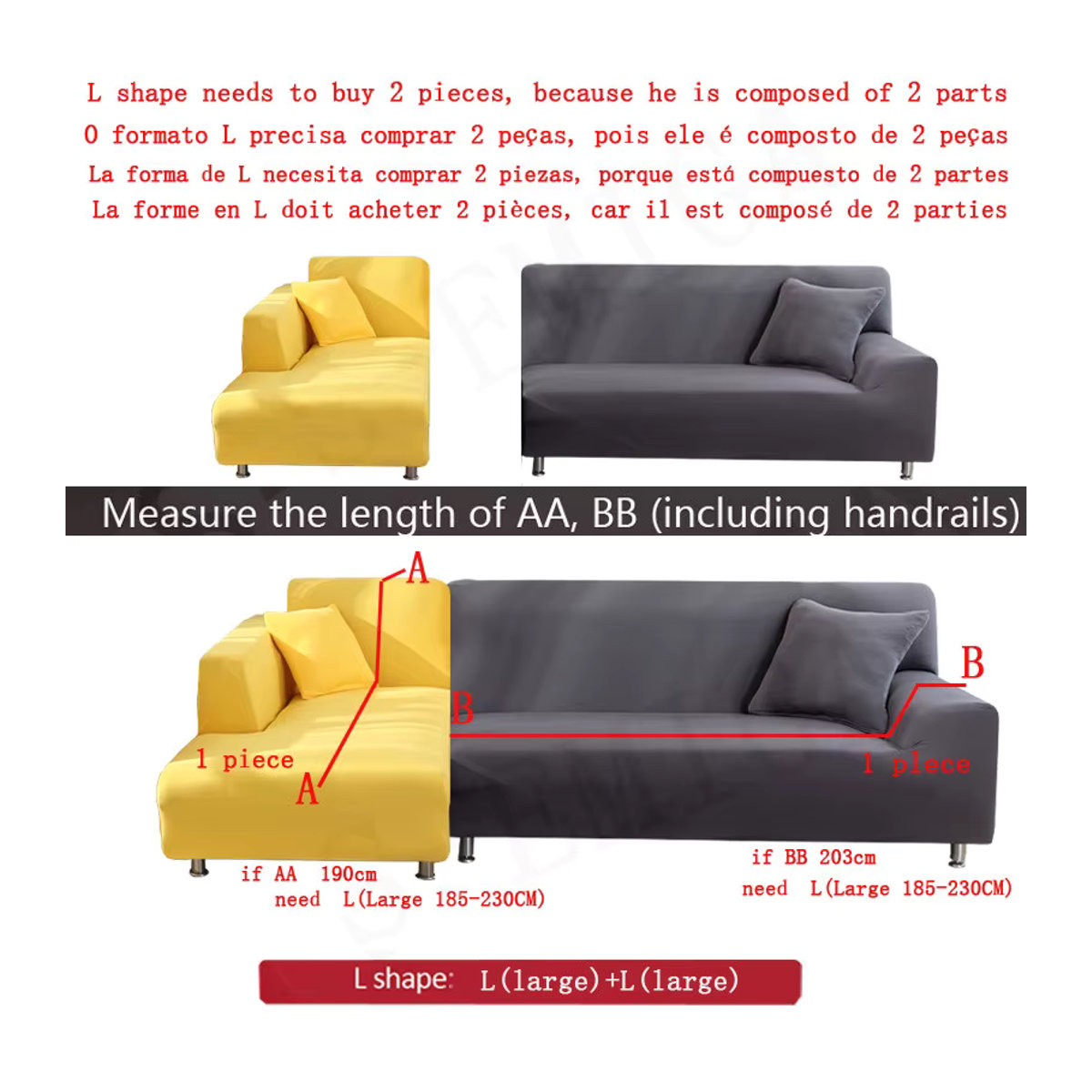 S-EMIGA Sofa Abdeckung aus Stretch-Material in Grau als Schutzhülle für dein Wohnzimmer - Bild 2