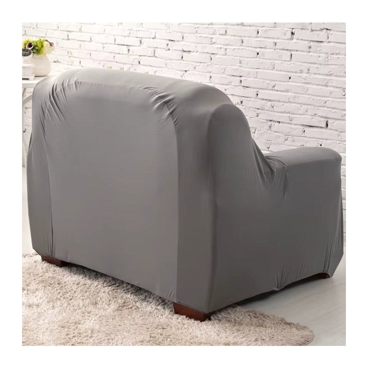 S-EMIGA Sofa Abdeckung aus Stretch-Material in Grau als Schutzhülle für dein Wohnzimmer - Bild 3