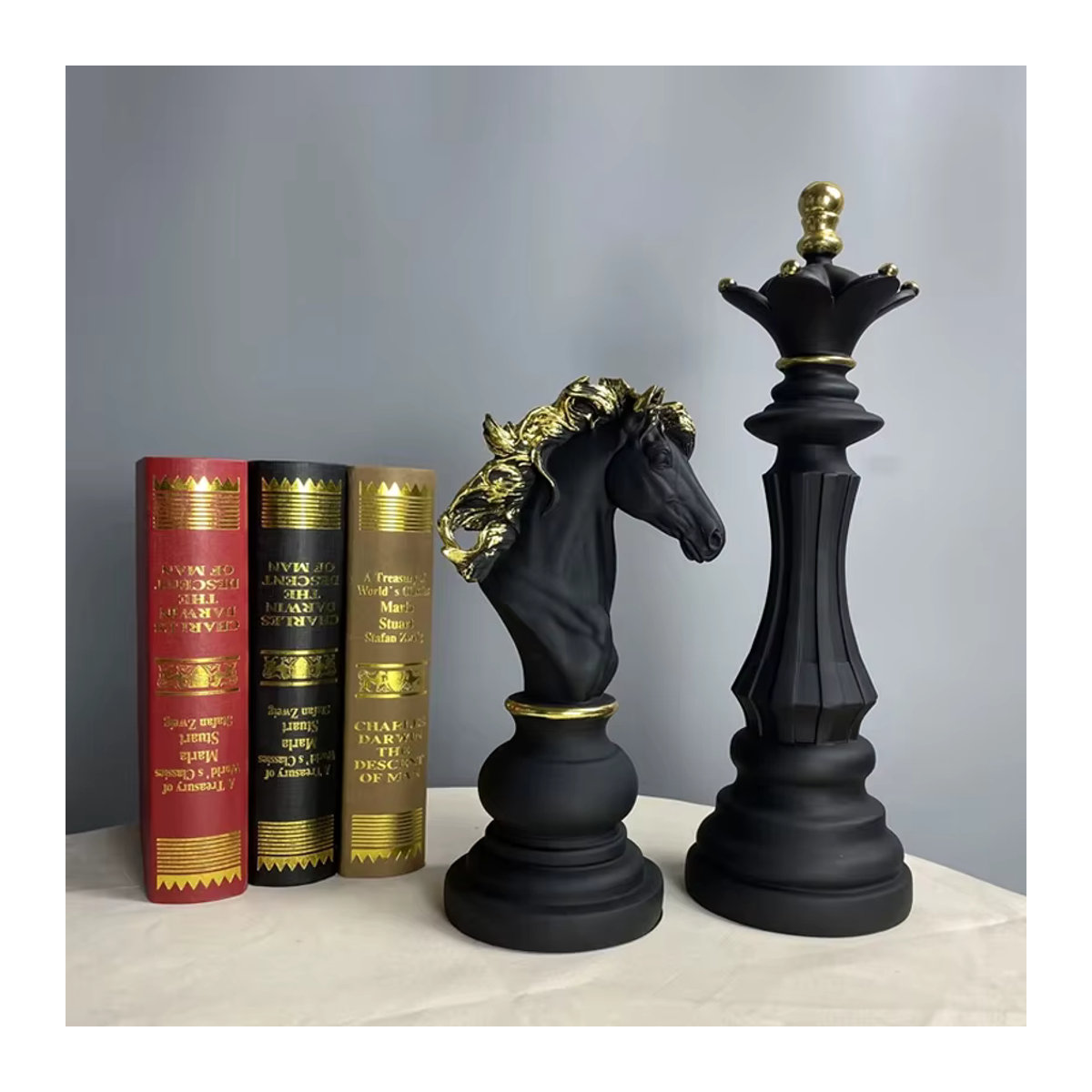 SAAKAR Internationales Schachfiguren-Set aus Kunstharz in Schwarz und Weiß für die dekorative Inneneinrichtung - Bild 3
