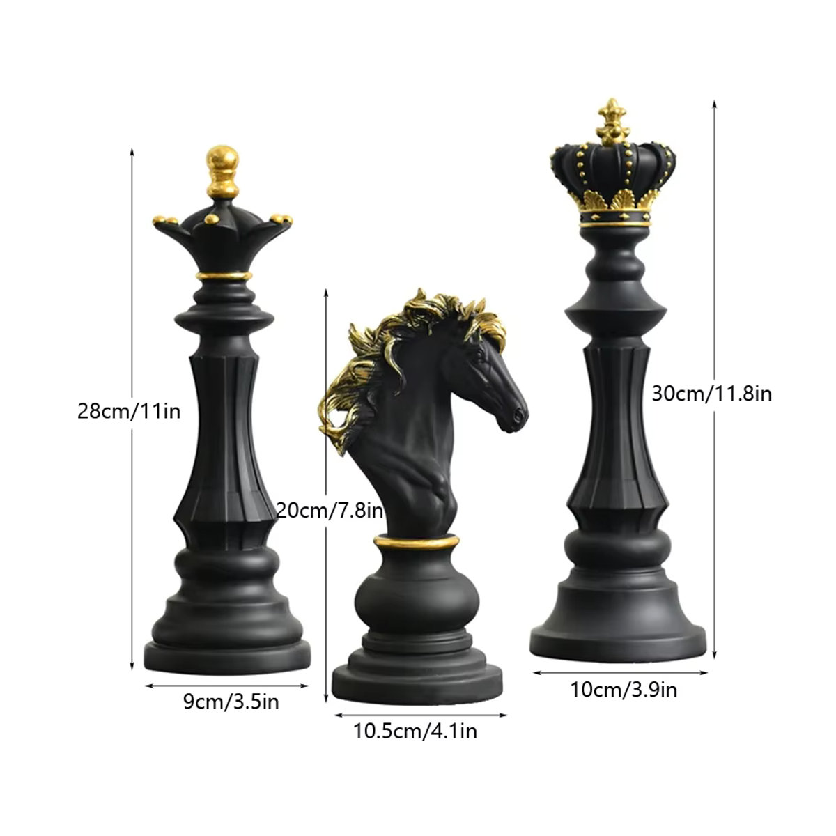 SAAKAR Internationales Schachfiguren-Set aus Kunstharz in Schwarz und Weiß für die dekorative Inneneinrichtung - Bild 4