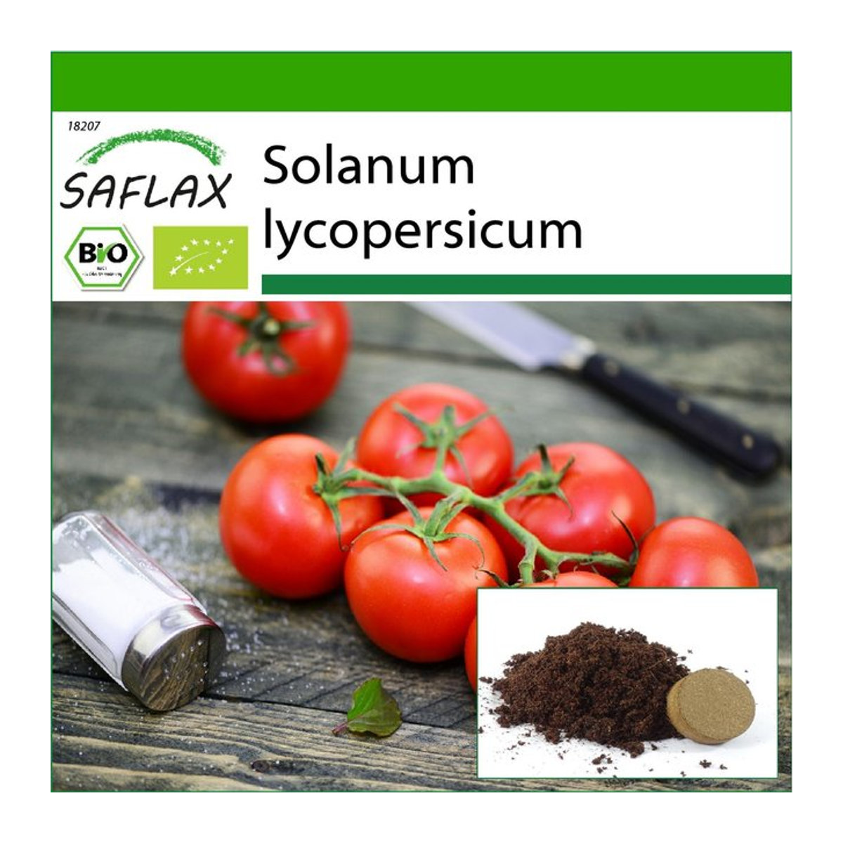 SAFLAX Bio Tomate Matina Solanum lycopersicum mit Topfsubstrat 10 Samen - Bild 1