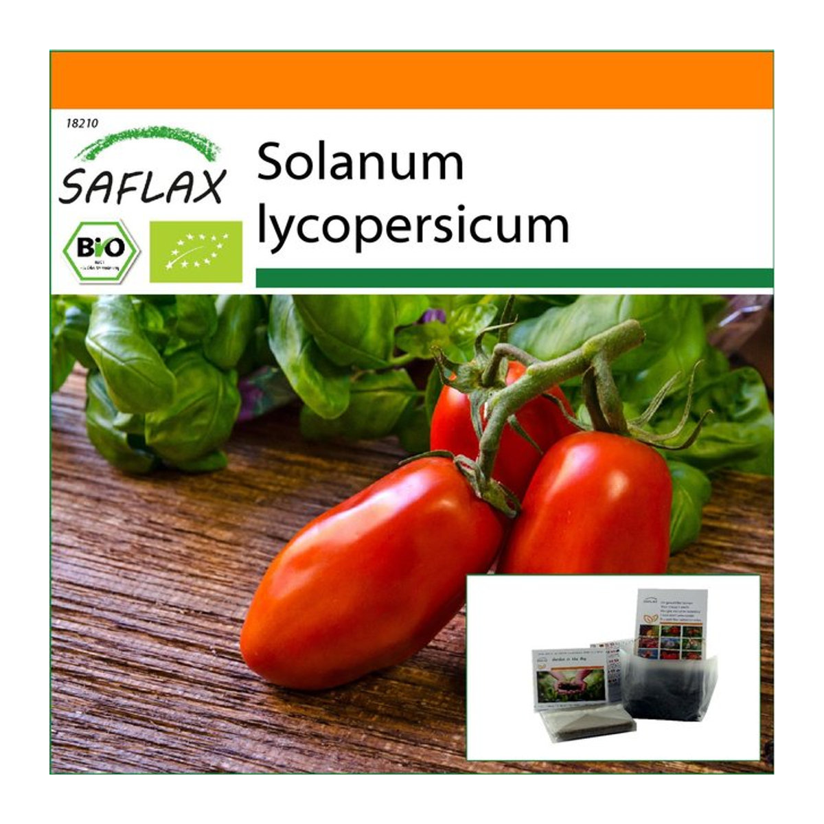 SAFLAX Bio Tomaten San Marzano Samen Set mit Substrat im Standbodenbeutel, 15 Samen - Bild 1