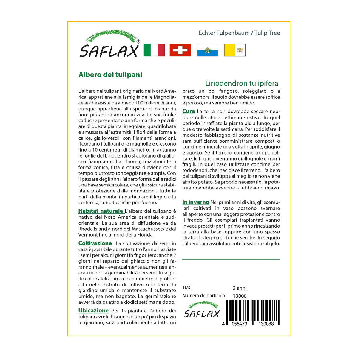 SAFLAX Tulpenbaum Geschenkset mit 20 Samen Liriodendron tulipifera inklusive Geschenkbox, Karte, Etikett und Blumenerde - Bild 3