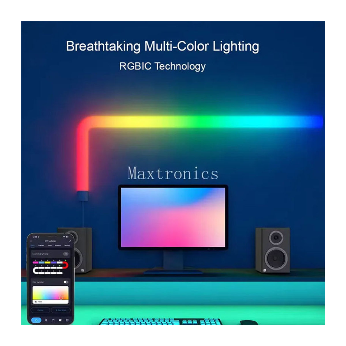 SAGE LU MEI RGBIC LED Wandleuchte mit Bluetooth und Tuya WiFi, Spleißbar, Modern, Bunt, für Schlafzimmer und Spielzimmer - Bild 6
