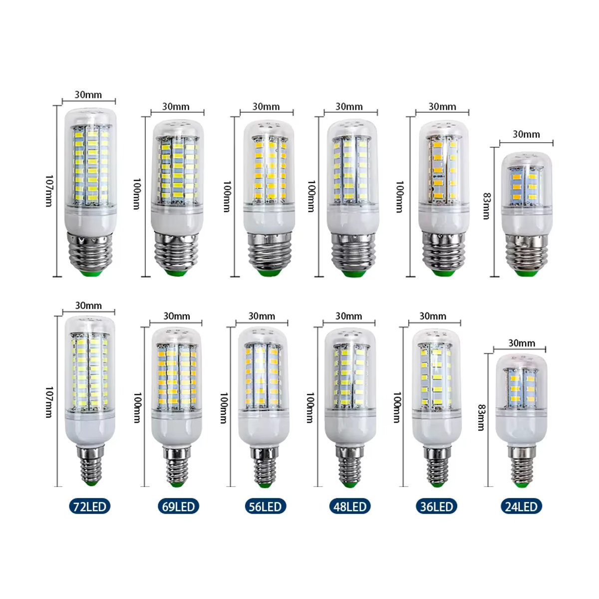 Sagra E27 LED Mais Lampe mit SMD5730 LEDs für Kronleuchter und Beleuchtung - Bild 3