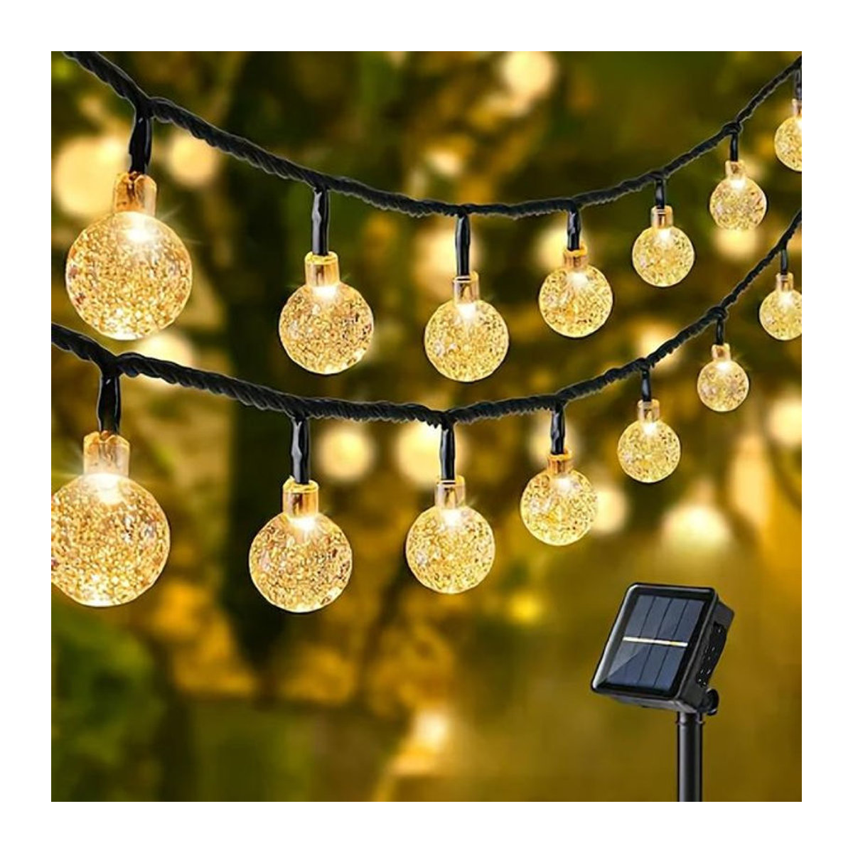 Saimili Solar Kristallkugel Lichterkette mit 30 warmweißen LEDs, 4,5m wasserdichte Outdoor Lichterkette mit 8 Modi für Garten und Weihnachtsdekoration - Bild 1