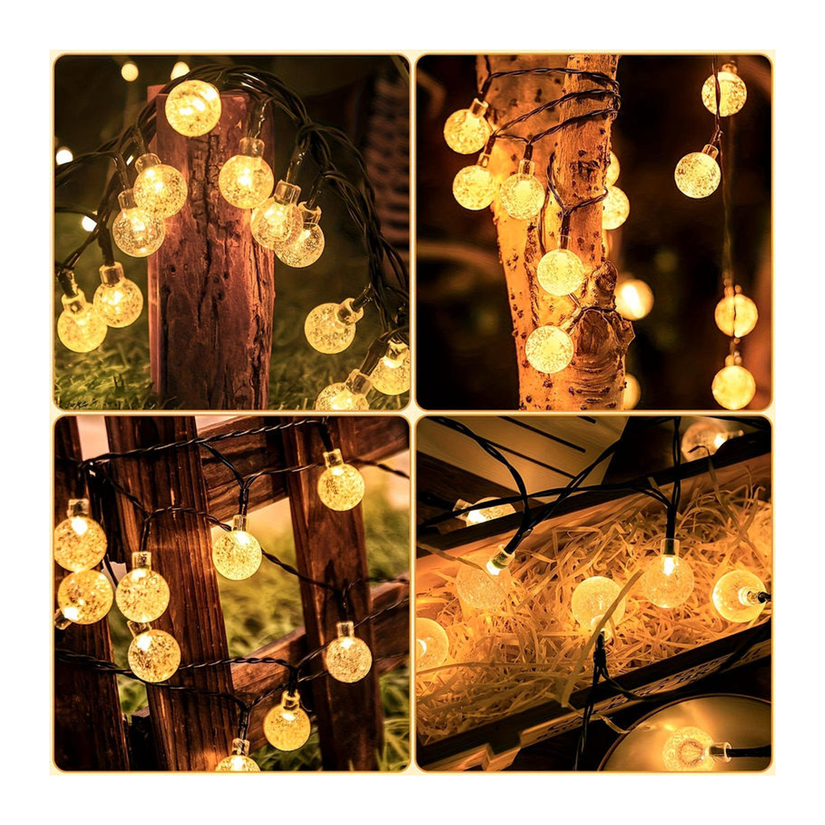 Saimili Solar Kristallkugel Lichterkette mit 30 warmweißen LEDs, 4,5m wasserdichte Outdoor Lichterkette mit 8 Modi für Garten und Weihnachtsdekoration - Bild 6