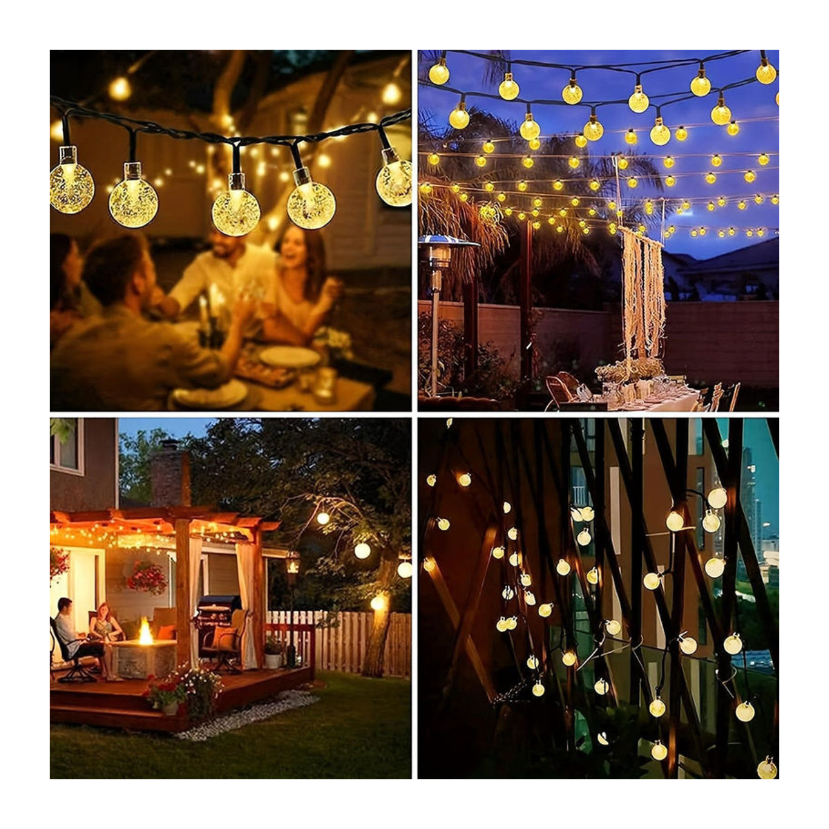 Saimili Solar Kristallkugel Lichterkette mit 30 warmweißen LEDs, 4,5m wasserdichte Outdoor Lichterkette mit 8 Modi für Garten und Weihnachtsdekoration - Bild 7