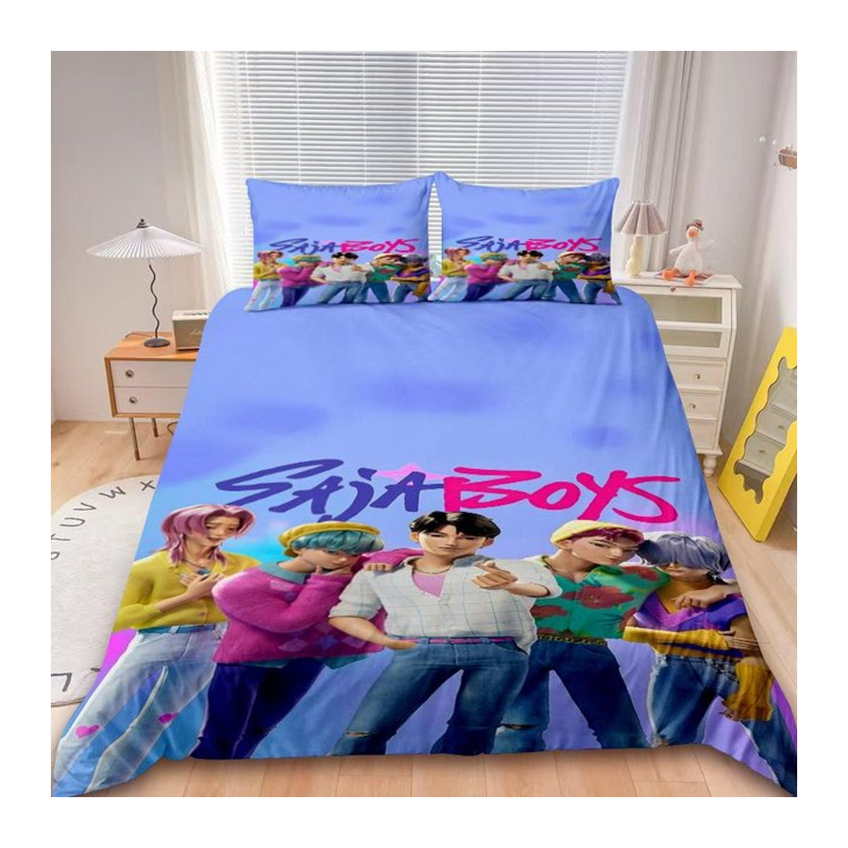 Saja 3-teiliges Bettwäscheset D-Demon H-Hunters K-Pop in Multicolor, US King 264 x 228 cm - Bild 1