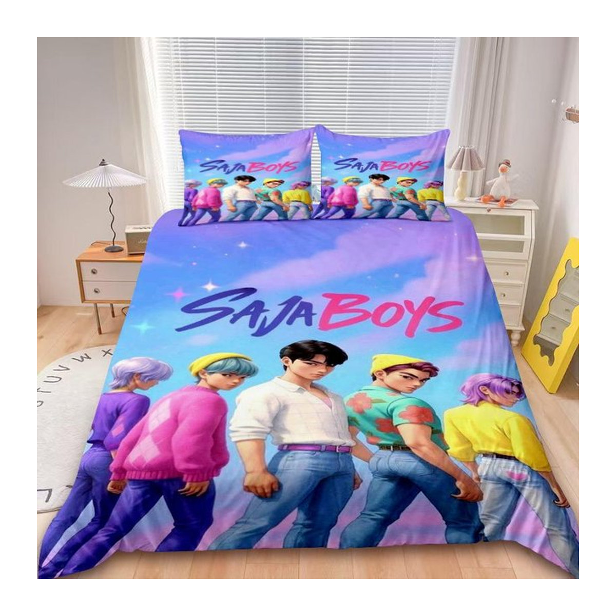 Saja 3-teiliges Bettwäscheset D-Demon H-Hunters K-Pop mit 2 Kissenbezügen, Queen Size, Breite: 228 cm, Höhe: 228 cm - Bild 1