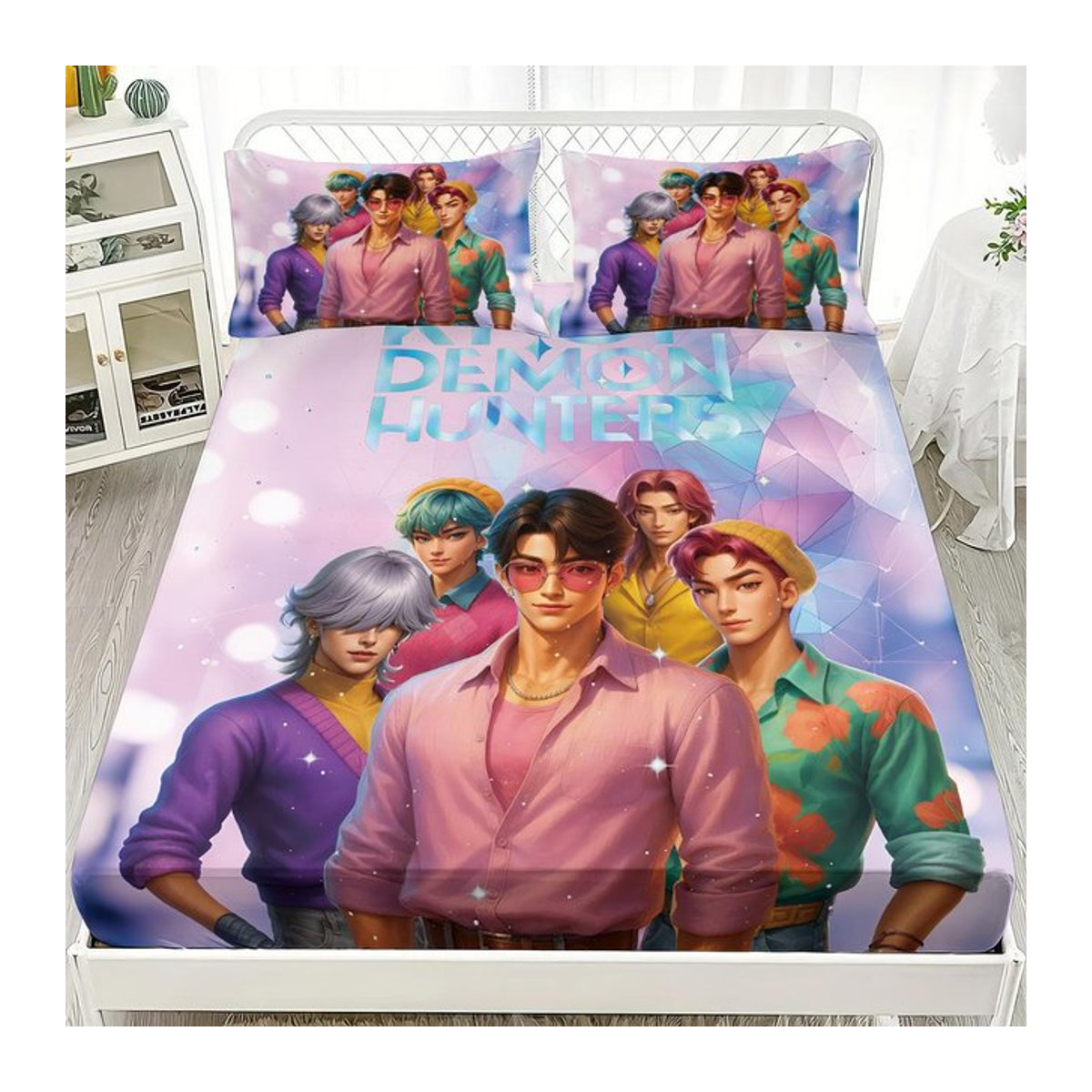 Saja Spannbettlaken Set DemonHunters für Jungen, Multicolor, H x B x T: 30 x 180 x 200 cm - Bild 1