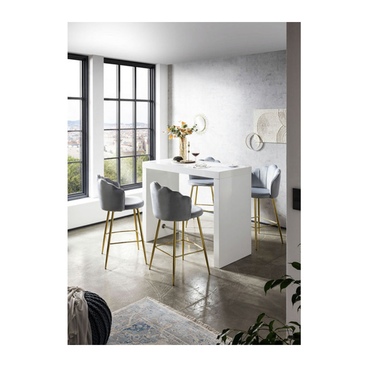SalesFever Bartisch Modern in Weiß und Chrom aus Holzwerkstoff und Metall, B/H/T: 130 x 105 x 60 cm - Bild 1