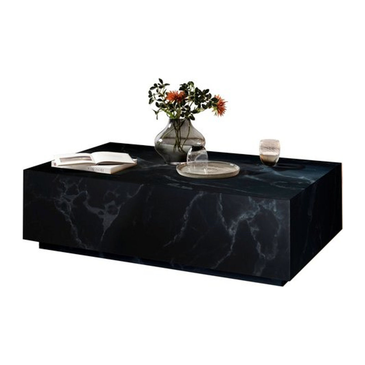SalesFever Couchtisch in Marmoroptik aus Holzwerkstoff, rechteckig, Schwarz, B: 120 cm, T: 75 cm, H: 49,7 cm, 35 cm - Bild 1