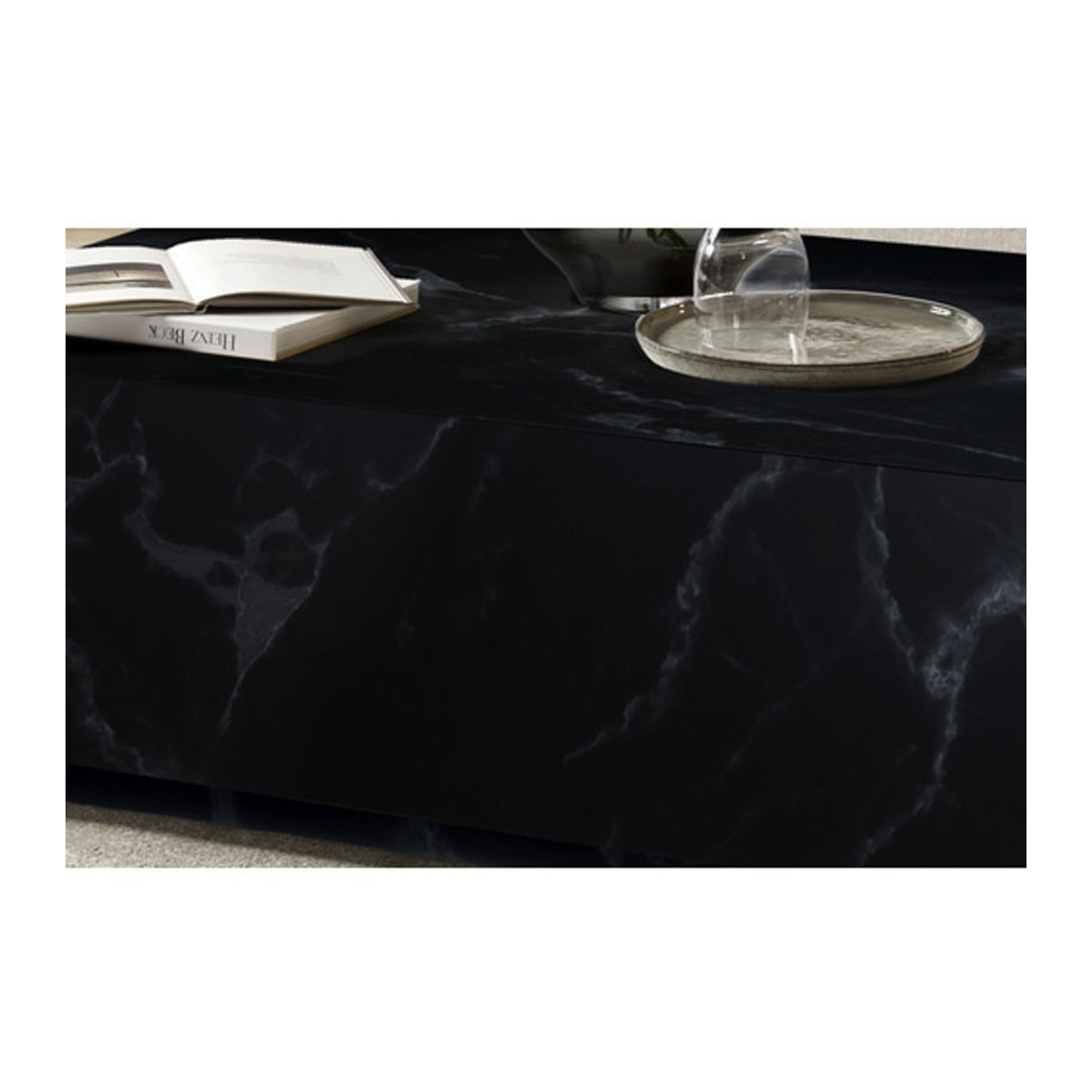 SalesFever Couchtisch in Marmoroptik aus Holzwerkstoff, rechteckig, Schwarz, B: 120 cm, T: 75 cm, H: 49,7 cm, 35 cm - Bild 2