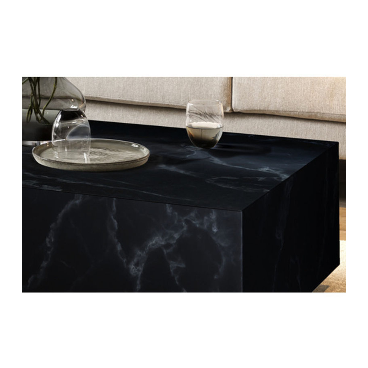 SalesFever Couchtisch in Marmoroptik aus Holzwerkstoff, rechteckig, Schwarz, B: 120 cm, T: 75 cm, H: 49,7 cm, 35 cm - Bild 3