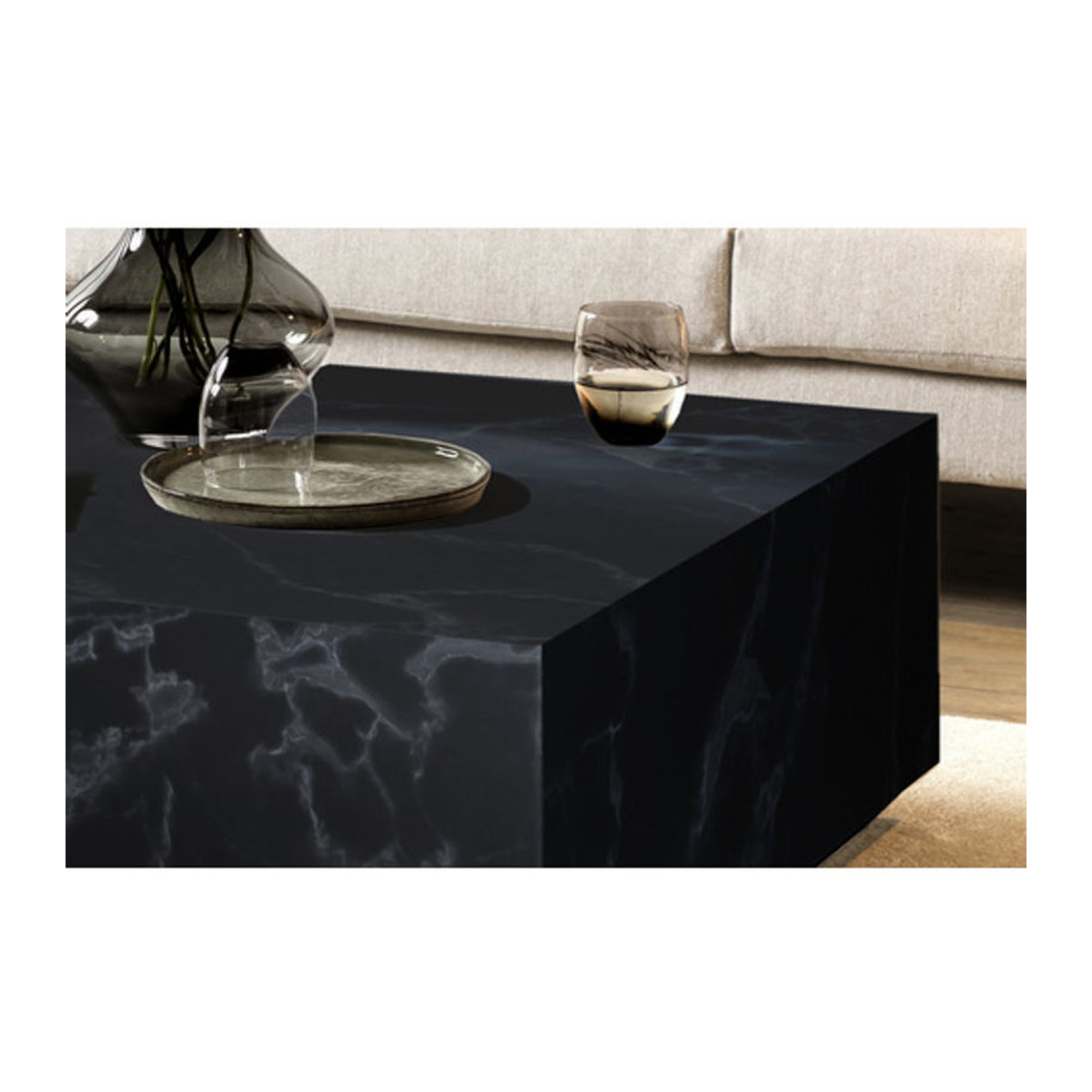 SalesFever Couchtisch in Marmoroptik, quadratisch, modern, Schwarz - Bild 2