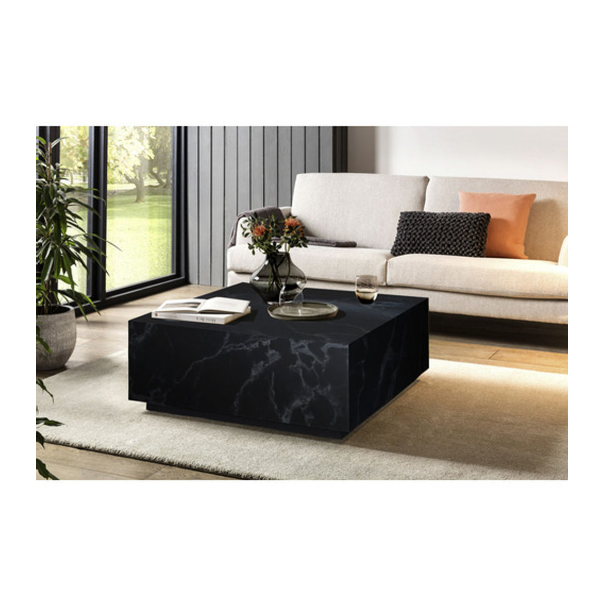 SalesFever Couchtisch in Marmoroptik, quadratisch, modern, Schwarz - Bild 3