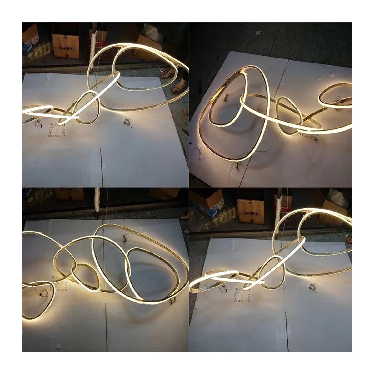 SaloEElaitte LED Kronleuchter mit integriertem LED in Rose Gold mit unregelmäßigen Ringen als moderne Hängelampe für Wohnzimmer, Esszimmer oder Küche - Bild 3