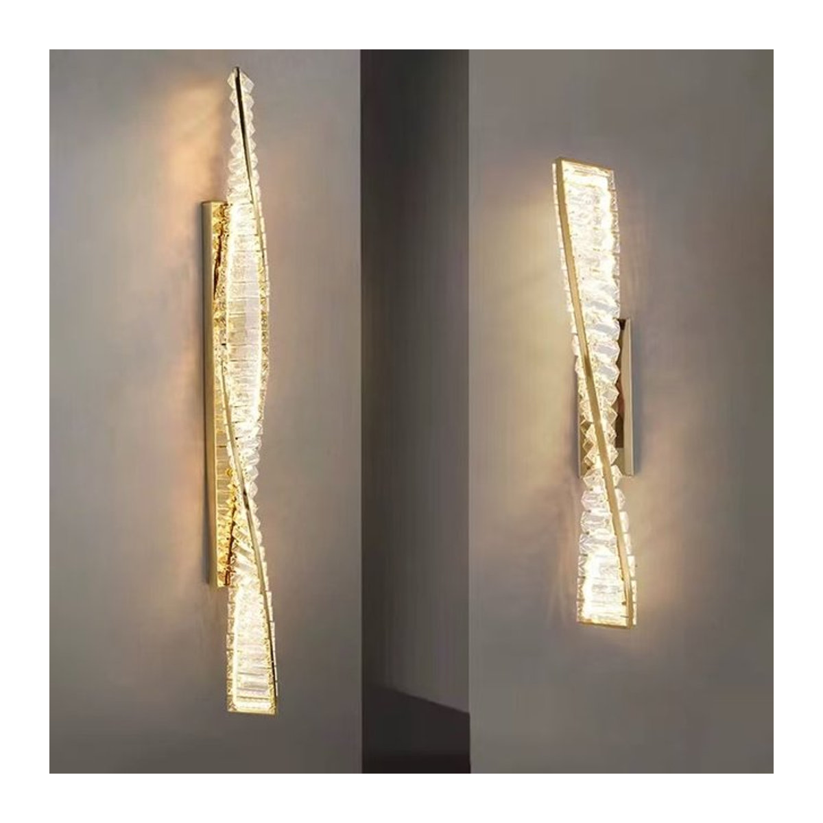 SaloEElaitte LED Wandlampe aus Gold Metall mit Kristall-Design für dein Schlafzimmer und Wohnraum - Bild 1