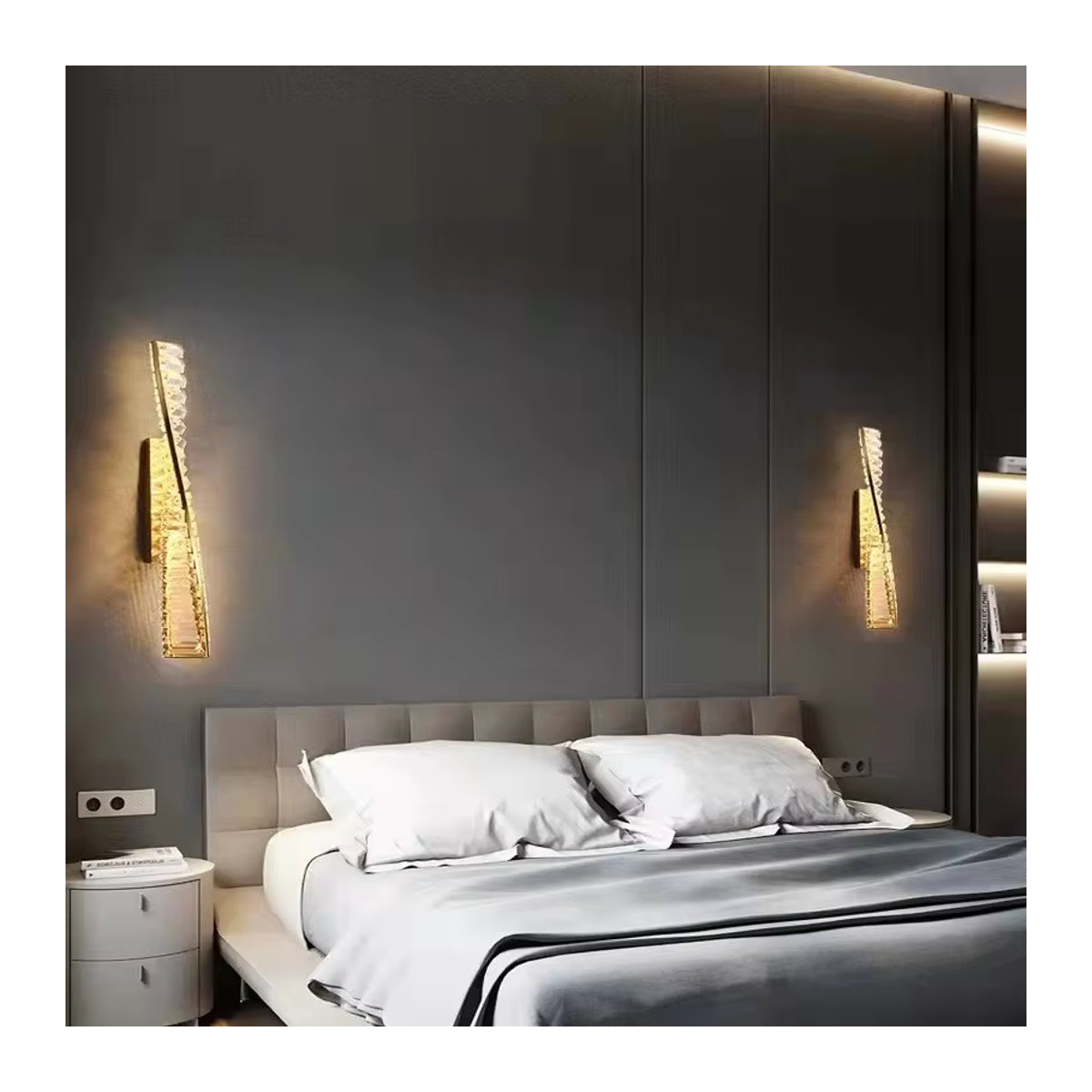 SaloEElaitte LED Wandlampe aus Gold Metall mit Kristall-Design für dein Schlafzimmer und Wohnraum - Bild 5
