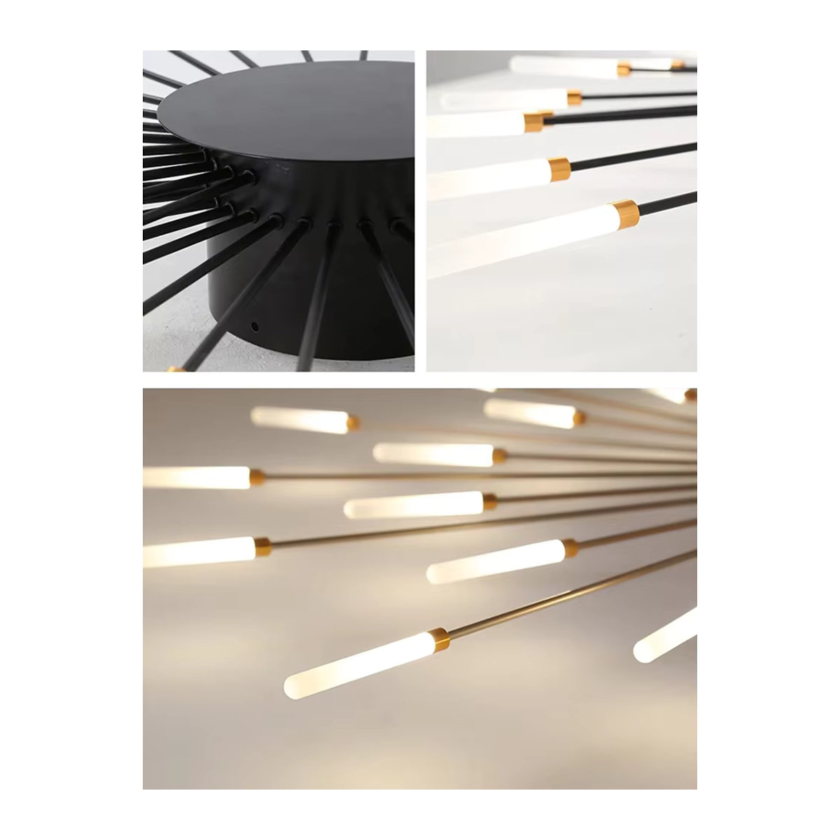 SaloEElaitte Moderne LED Deckenleuchte im Feuerwerk-Design als Kronleuchter aus Metall in Schwarz - Bild 3